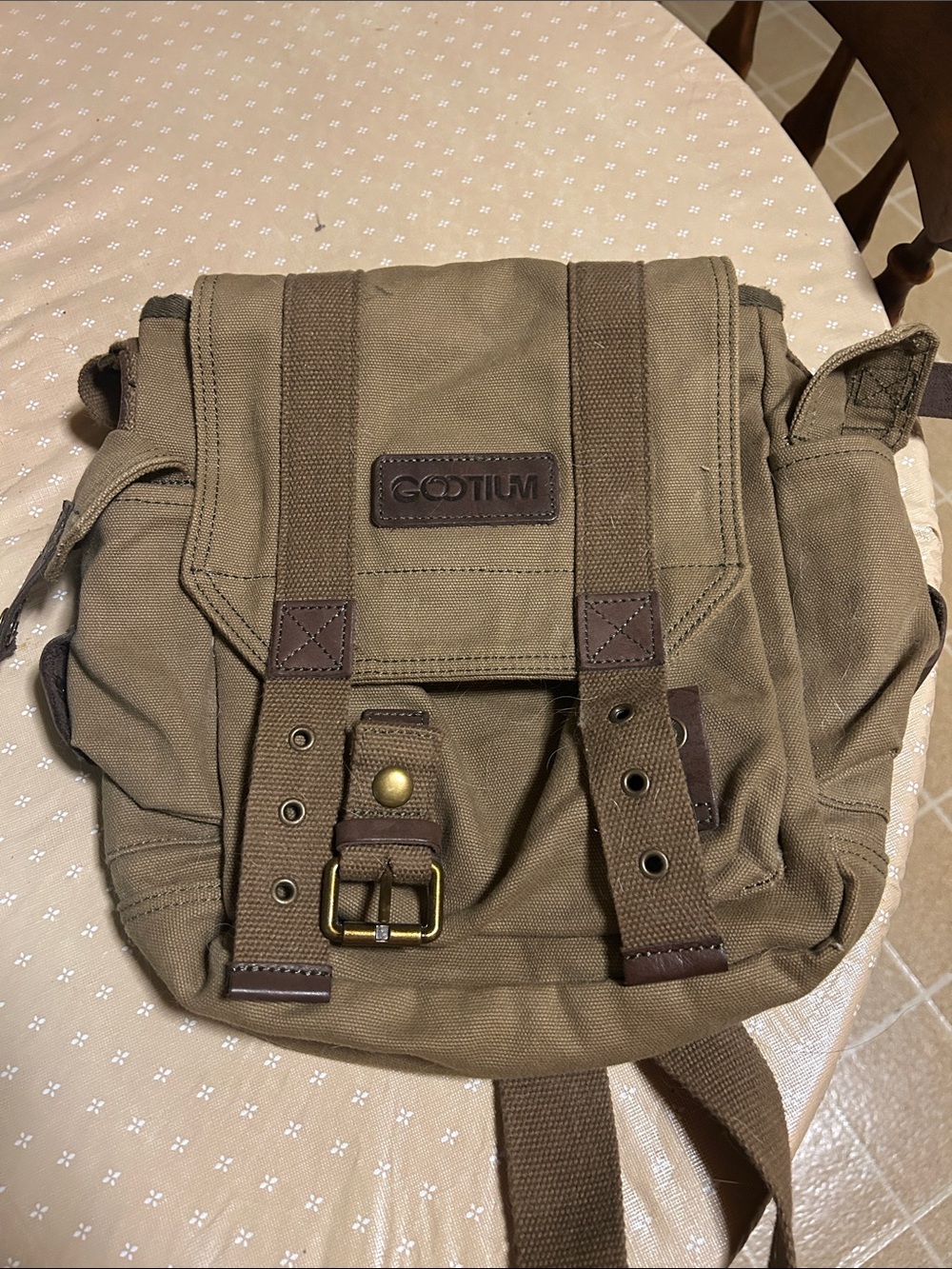 Canvas Messenger Bag for Men in Khaki